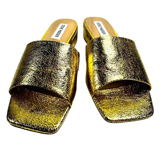 Steve Madden Women’s Amir Gold Foil Slide Sandals, Size 6M - Picture 3 of 7